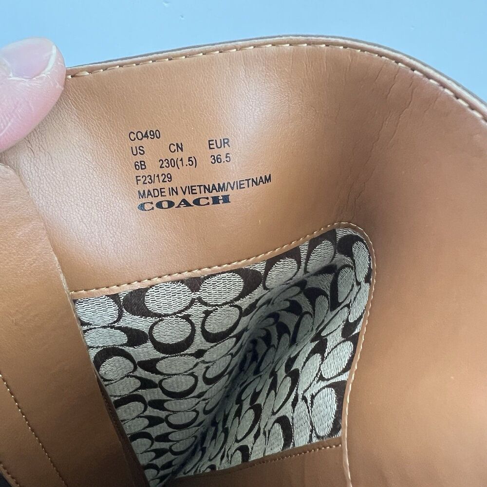 Coach Faith Leather Boots Womens Sz 6 Tall Riding Brown Walnut NEW Knee High - Picture 10 of 12
